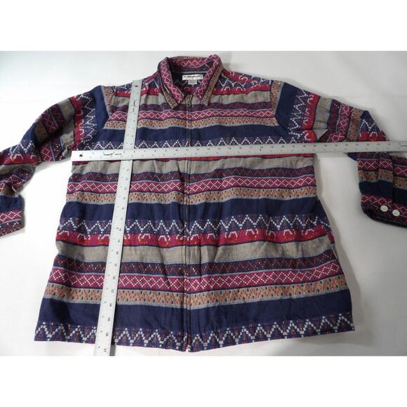 Dressbarn Woman 2X Aztec Southwestern Jacket Lightweight Zipper Metallic Western - Picture 8 of 10
